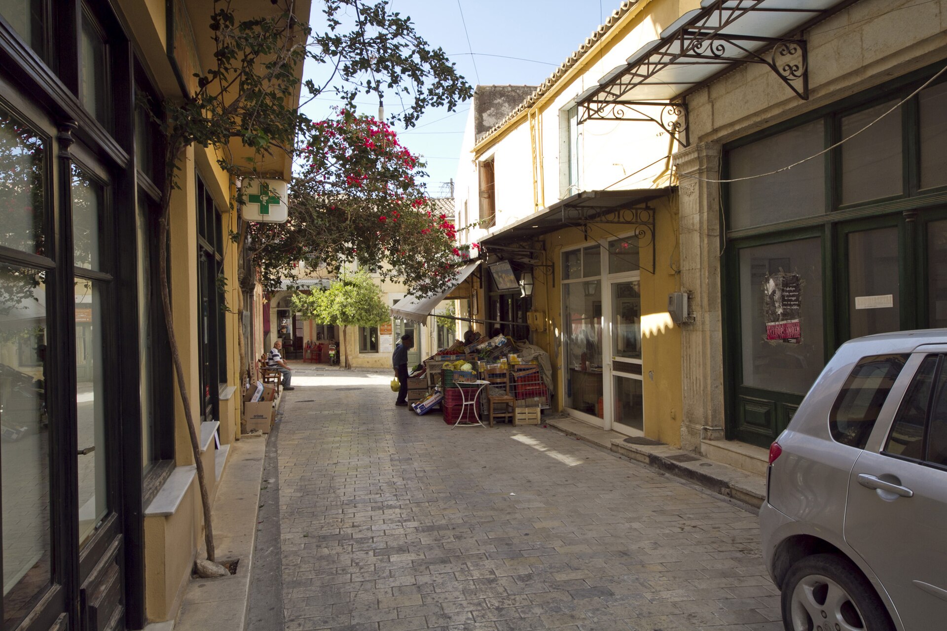 A narrow old-town lane in Archanes, an ordinary Cretan town off the tourist strip