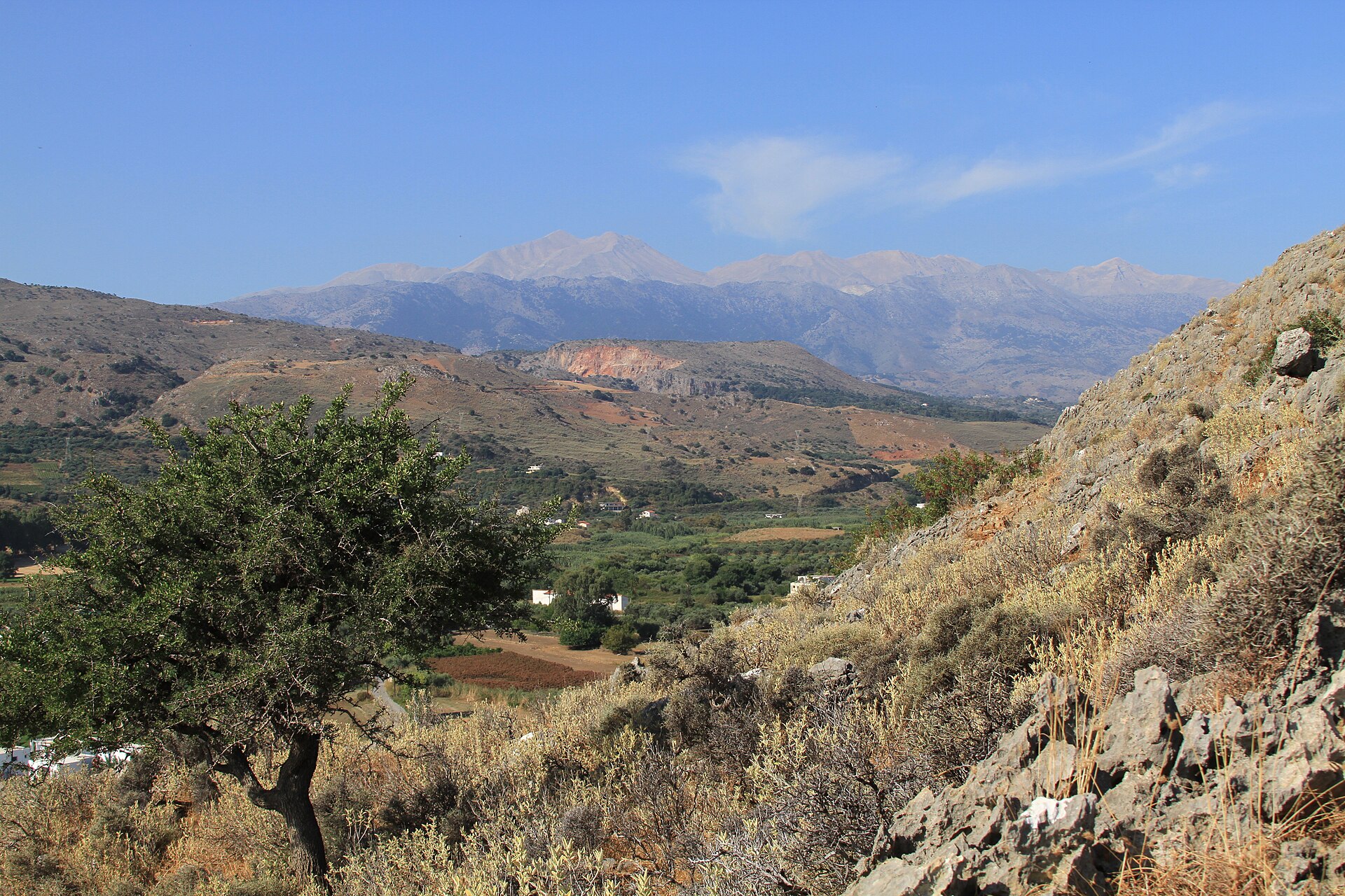 The Lefka Ori, Crete's White Mountains, rising above dry lower slopes