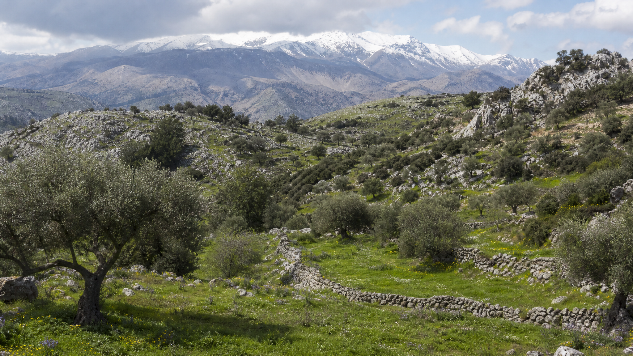 Green Cretan hills during the early spring travel season