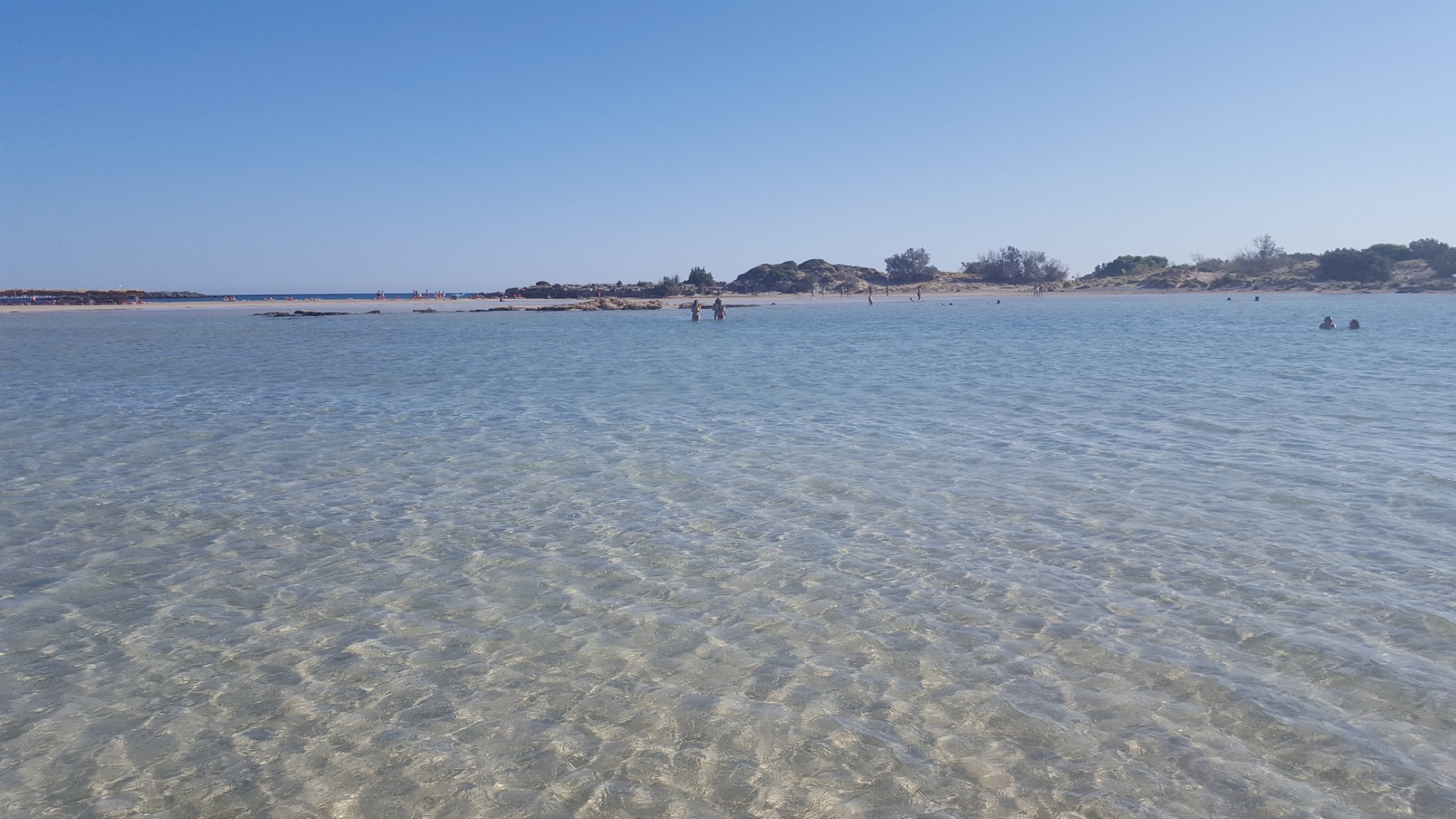 Elafonissi shoreline with pale sand and clear water