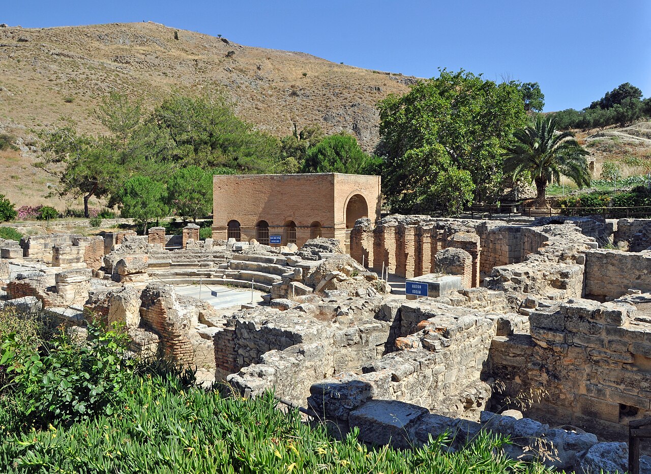 Gortyna archaeological site with the Roman Odeion in the Messara plain