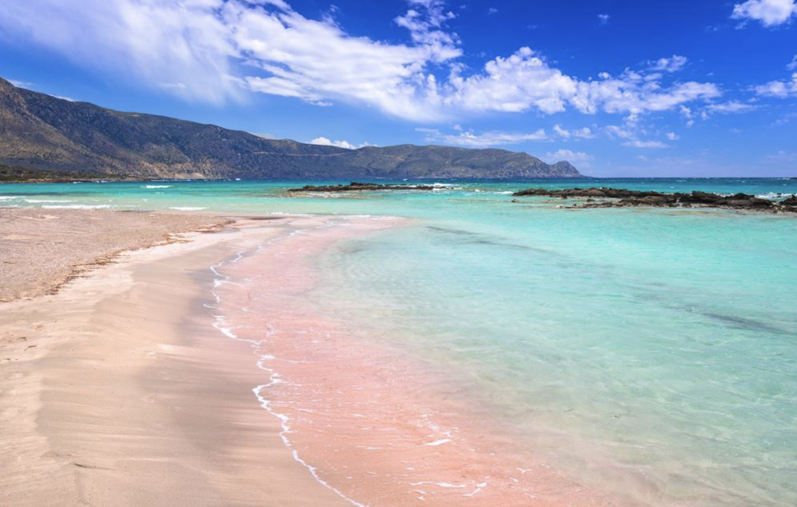 Elafonisi beach with pink sand and turquoise waters