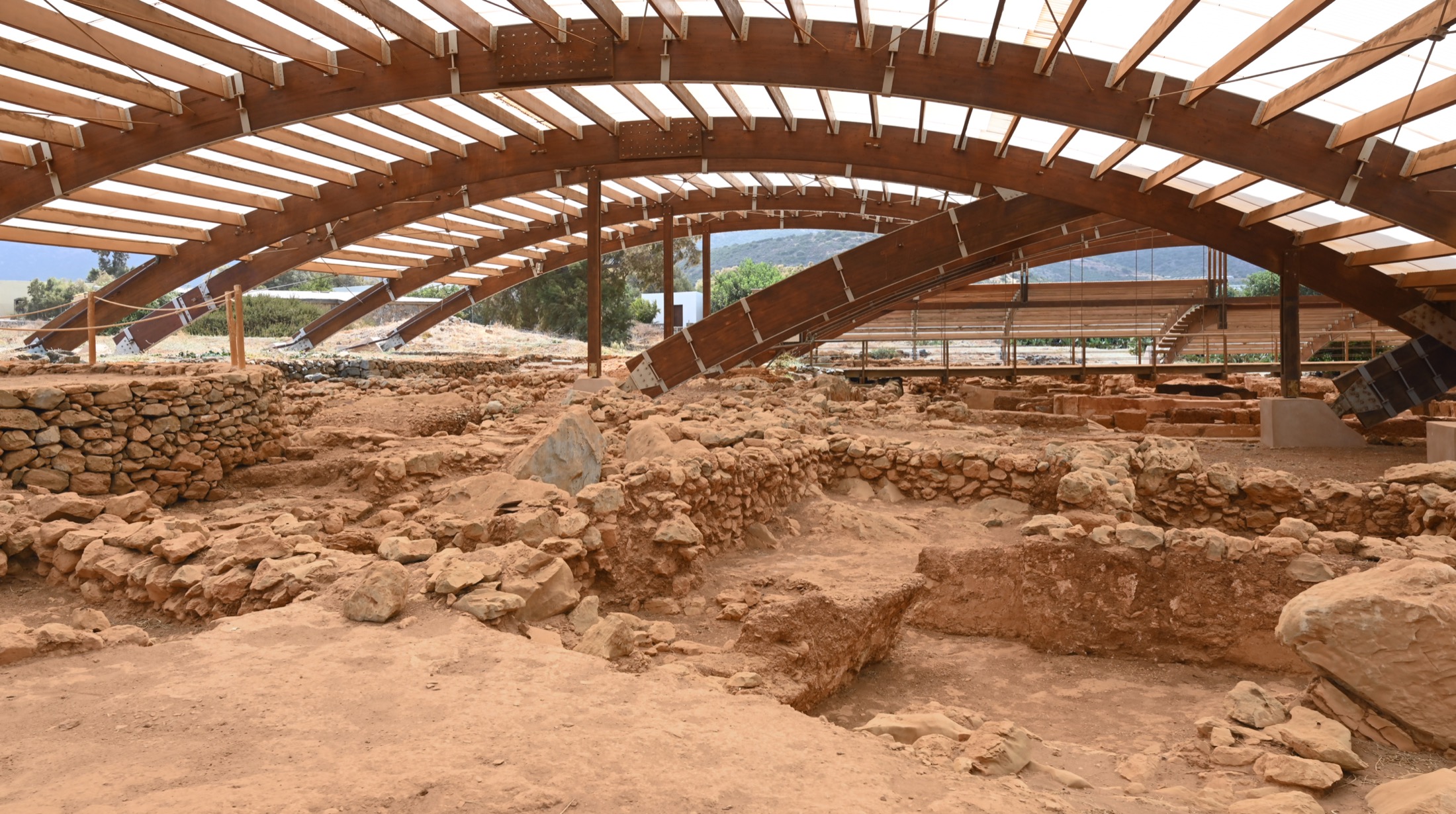 Stone ruins and court remains at Malia Palace in Crete