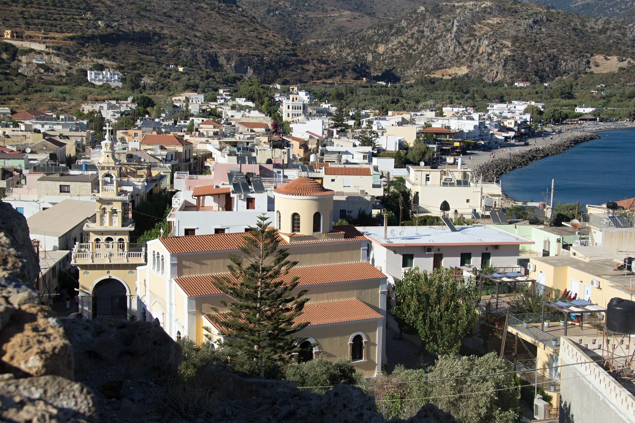 Paleochora on Crete's south-west coast viewed from the Kastro above the town