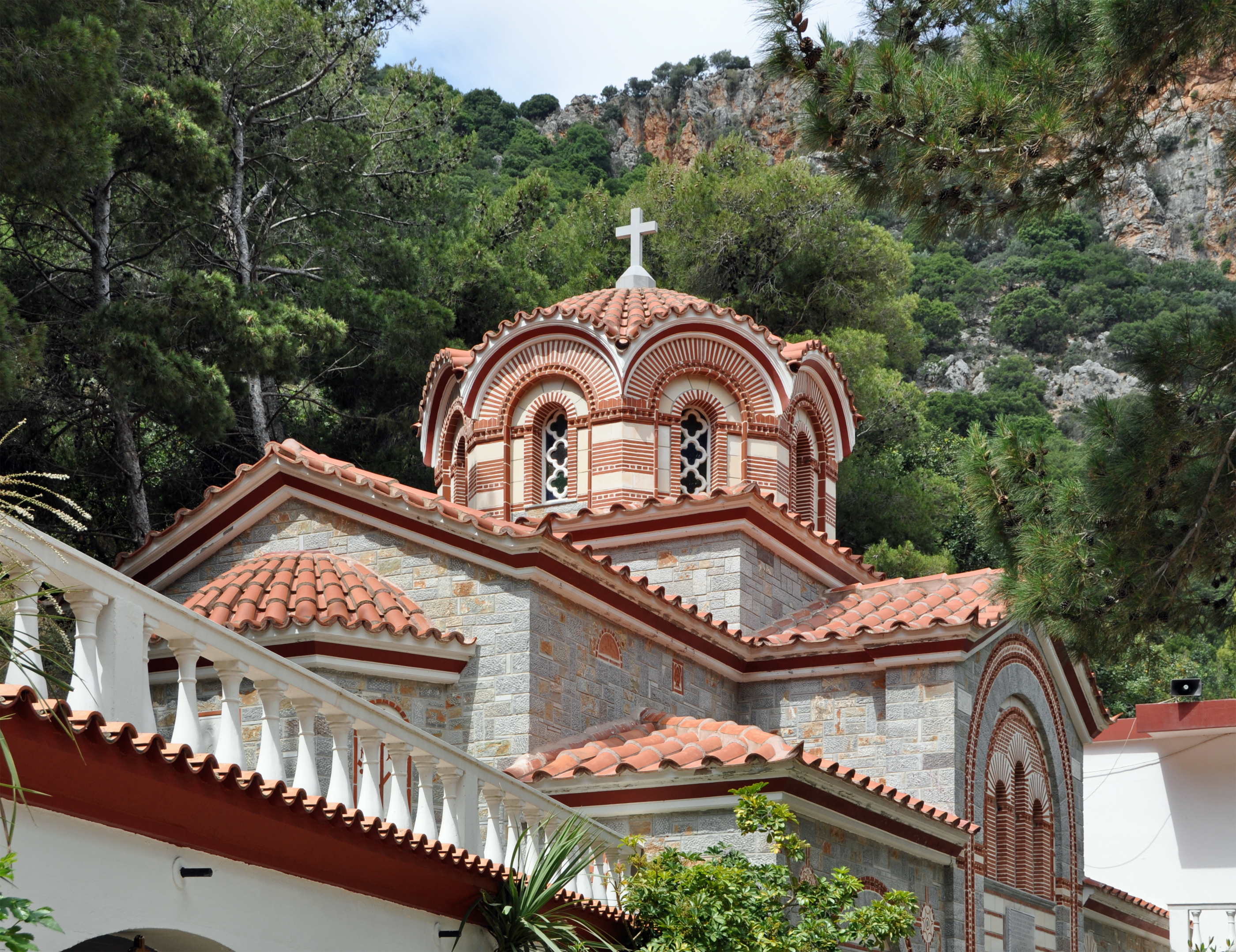 Agios Georgios Selinari church dome and monastery buildings