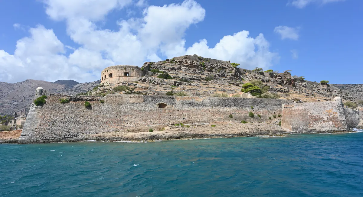 Venetian fortress walls and settlement remains on Spinalonga island